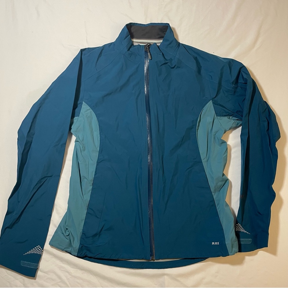 REI Women's Teal and Blue Waterproof Rain Jacket